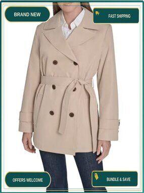 Belted Double Breasted Trench Coat Long Sleeve Cold Weather Everyday